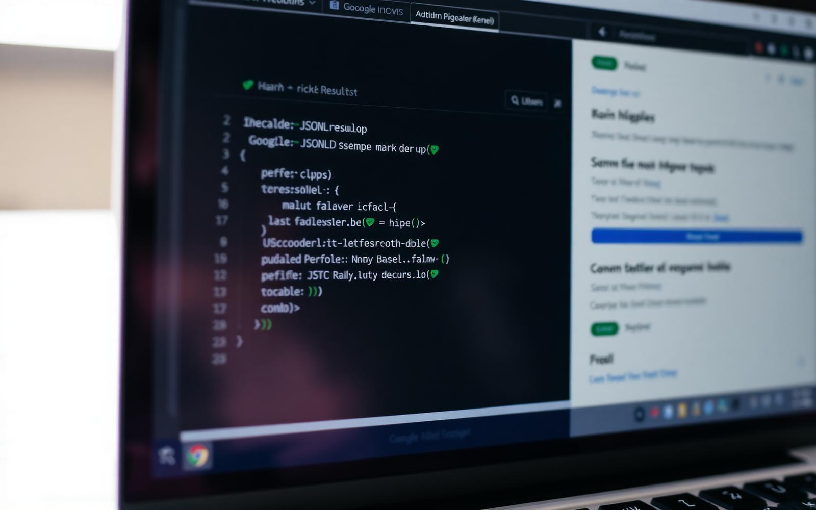 Developer validating valid JSON-LD FAQ schema markup inside Google's rich results testing tool