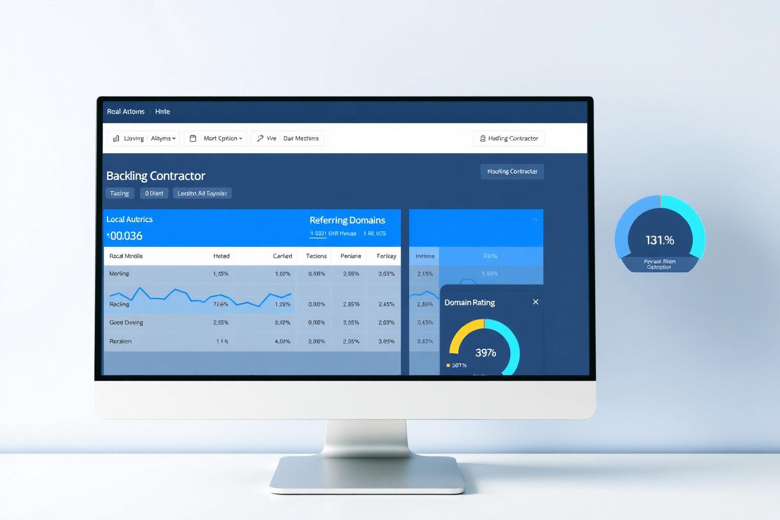 A backlink analysis dashboard highlighting local authority links for a contractor